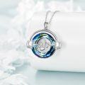 wholesale 925 Sterling Silver Blue Crystal Headphones Musical Note Triple Moon Goddess Pendant Necklace-0-4