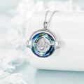 wholesale 925 Sterling Silver Blue Crystal Headphones Musical Note Triple Moon Goddess Pendant Necklace-0-4