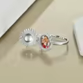 TOUPOP Sterling Silver Sunflower Photo Locket Ring Size 7, 8-0-4