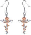 wholesale 925 Sterling Silver Rose Flower Cross Dangle Earrings s for Women-0-0