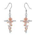 wholesale 925 Sterling Silver Rose Flower Cross Dangle Earrings s for Women-0-0