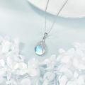 wholesale 925 Sterling Silver Blue Moonstone Tear Drop Heart Pendant Necklace for Women-0-2