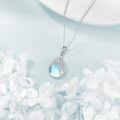 wholesale 925 Sterling Silver Crescent Tear Drop Shape Rainbow Moonstone Pendant Necklace-0-2
