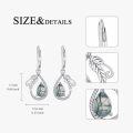 wholesale 925 Sterling Silver Vintage Moonstone/Moss Agate Dangle Earrings 9 * 6 Pear Cut Gemstone with Leaf Leverback for Women-0-1