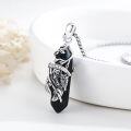 wholesale 925 Sterling Silver Black Onyx Crystal Owl Grim Reaper Pendant Necklace-0-1