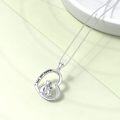 wholesale 925 Sterling Silver I Love You Forever Cats in Heart with Cubic Zirconias and CZs Pendant Necklace for Women-0-3