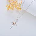 wholesale 925 Sterling Silver Rose Gold Heart & White Diamond Cross Pendant Necklace for Women-0-2
