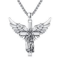 wholesale 925 Sterling Silver Guardian Angel Cross Pendant Necklace for Men Women Catholic s-K01 - St Peregrine Cross