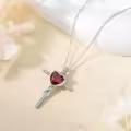 TOUPOP Sterling Silver Garnet Cross Necklace January Birthstone Pendant-0-4