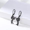 wholesale 925 Sterling Silver Black Pegasus Dangle Earrings with Leverback Closure for Women and Girls-0-1