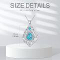 wholesale 925 Sterling Silver Teardrop Natural Turquoise Filigree Pendant Necklace 24 Chain-0-4