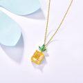wholesale 925 Sterling Silver Plated Gold  Emerald and Yellow Crystal Flower Pendant Necklace for Women-0-4