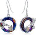 wholesale 925 Sterling Silver Rainbow Hummingbird Flower Drop Earrings Gift for Her-0-0