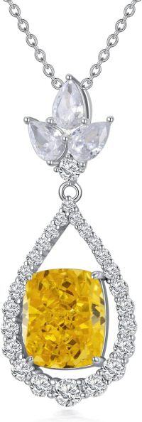 wholesale 14K White Gold Plated Sterling Silver Crushed Ice CZ Teardrop Pendant Necklace for Women-11-November