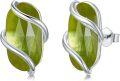 wholesale Sterling Silver Peridot Stud Earrings, 925 Lead & Nickel Free Hypoallergenic August Birthstone Jewelry, Modern Wraparound Green Gemstone Gift for Women-0-0