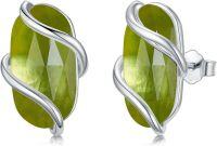 wholesale Sterling Silver Peridot Stud Earrings, 925 Lead & Nickel Free Hypoallergenic August Birthstone Jewelry, Modern Wraparound Green Gemstone Gift for Women-Stud-Peridot-August