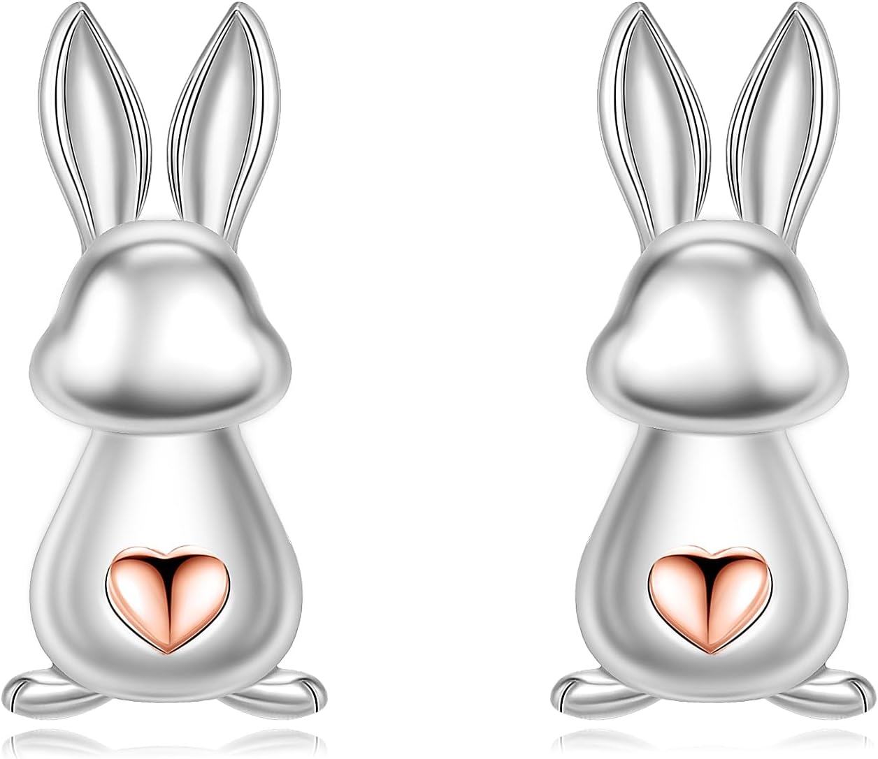 wholesale 925 Sterling Silver Rabbit Heart Stud Earrings for Women-0-0