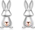 wholesale 925 Sterling Silver Rabbit Heart Stud Earrings for Women-0-0