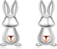 wholesale 925 Sterling Silver Rabbit Heart Stud Earrings for Women-bunny earrings