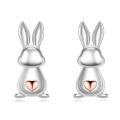 wholesale 925 Sterling Silver Rabbit Heart Stud Earrings for Women-0-0