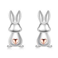 wholesale 925 Sterling Silver Rabbit Heart Stud Earrings for Women-bunny earrings