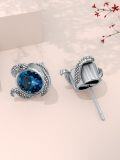 wholesale 925 Sterling Silver Snake Blue Crystal Stud Earrings - Animal  for Her-0-2