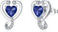 wholesale 925 Sterling Silver 12 Months Birthstone Stethoscope Heart Stud Earrings for Women-0-0