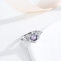 wholesale 925 Sterling Silver Rings Wholesale With Pink Crystal Center Stone Surrounding Diamonds-0-3