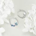 wholesale 925 Sterling Silver Blue Enamel Butterfly & Flowers Twist Loop Earrings-0-4