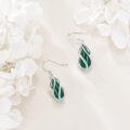 wholesale 925 Sterling Silver Green Jade Twisted Wire Wrapped Drop Earrings for Women-0-3