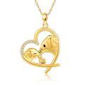 wholesale 14K Gold Elephant Heart Pendant Necklace - Cute Mother & Baby Design Perfect Gift for Her-0-0