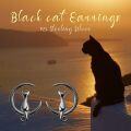 wholesale 925 Sterling Silver Cat and Crescent Moon Stud Earrings for Women-0-11