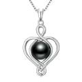TOUPOP Sterling Silver Black Pearl Love Heart Necklace-0-1