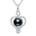 TOUPOP Sterling Silver Black Pearl Love Heart Necklace-0-1