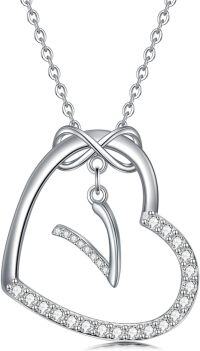 wholesale Sterling Silver Heart Initial Necklace Infinity A Z Letter Necklaces for Women-V