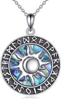 wholesale 925 Sterling Silver Abalone Shell Norse Viking Sun Pendant Necklace for Women Men s-Viking sun