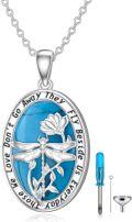 wholesale Sterling Silver Turquoise Memorial Necklace Dragonfly Butterfly Cardinal Engraved Pendant Gift-0-0
