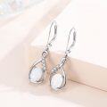wholesale 925 Sterling Silver White Opal & Cubic Zirconia Infinity Dangle Drop Earrings for Women-0-1