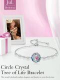 TOUPOP Sterling Silver Austrian Crystal Tree Of Life Birthstone Bracelet-0-3