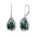 wholesale 925 Sterling Silver Green Moss Agate Teardrop Dangle Earrings with Floral Vine Design for Women Gift-0-0