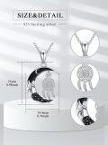 wholesale 925 Sterling Silver Crescent Moon Dreamcatcher Necklace with Black Crystal Tips and Feather Design Pendant for Women Girls Gifts-0-1