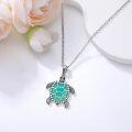 wholesale 925 Sterling Silver Sea Turtle Pendant Necklace 18mm 46cm Chain Gift for Women-0-4
