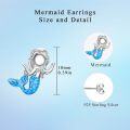 wholesale 925 Sterling Silver Mermaid Stud Earrings with Purple and Blue Stones-0-10