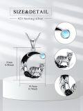 wholesale 925 Sterling Silver Crescent Moon Tiger Necklace with Black Crystal and Blue Stone Pendant-0-1