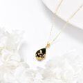 wholesale 14K Gold Solid 14K Gold Black Onyx Hummingbird Flower Pendant Gothic Necklace-0-2