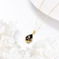 wholesale 14k Gold Hummingbird Flower Black Onyx Teardrop Pendant Necklace For Women-0-2