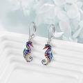 wholesale 925 Sterling Silver Seahorse Colorful Enamel Leverback Drop Earrings Gift for Women Girls Mom Daughter-0-2