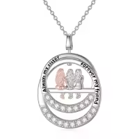 TOUPOP Sterling Silver Crystal 2 Sisters Necklace Gifts For Women-undefined