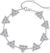 wholesale 925 Sterling Silver Celtic Knot Bracelet with White Topaz, Trinity Knot Design for Women, Adjustable Irish Jewelry Gift for Love & Protection-Celtic Knot