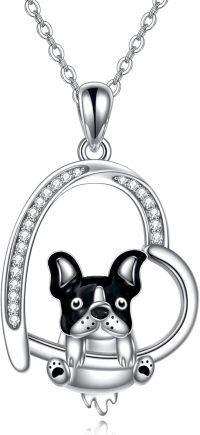 wholesale 925 Sterling Silver Black French Bulldog Pendant Necklace Gifts for Women-J-Bulldog